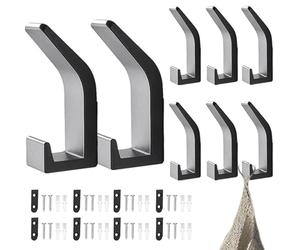 8 Pcs PatèRes Mural 12X4X1.8Cm Porte Manteau Mural Noir Porte-Manteau Crochets Muraux Avec 16 Vis Et 16 Vis D'Expansion Crochet Porte Manteau Moderne Pour Vestes Pour éCharpes/Casquettes/ VêTements