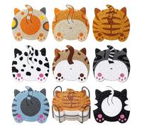 8 PCS Peinture Diamant Dessous de Verre avec Support, Diamond Painting Chat DIY, Kit Mosaïque Créatif pour Adultes et Enfants, Activité Manuelle Détente, Sous-Verres Décoratifs Acrylique Antidérapants