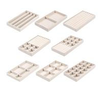 8 pcs Plateaux Bijoux, Plateaux Rangement Bijoux, Plateaux À Bijoux Empilables, Organisateur De Bijoux, Rangement Collier Pour Bijoux, Tiroirs, Boucles D'oreilles, Bagues, Broches, Montres(Beige)