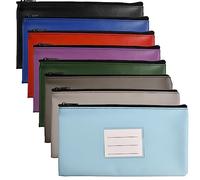 8 Pcs Pochette de Dépôt Billets, 8 Couleurs Sac de Billet en PU avec Fermeture Éclair Fenêtre Carte, Porte-Documents A5 en Cuir Argent Facture Trésorerie, Portefeuille Bancaire pour Chèques Documents