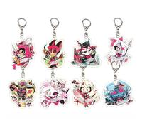 8 Pcs Porte Clés Hazbins Alastor Hotel Cartoon Figurine Angel Dust Alastor Pendentifs Porte Clef Decor Acrylique Hazbins Hotels Keychain
