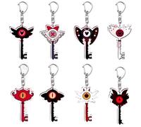 8 Pcs Porte Clés Hazbins Alastor Hotel Cartoon Figurine Angel Dust Alastor Pendentifs Porte Clef Decor Forme De Clé Acrylique