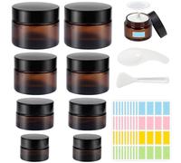 8 Pcs Pots de Crème Vides 10ml 20ml 30ml 50ml, Bocaux En Verre Ambré, Pot Vide Cosmétiques, Contenant Cosmetique Vide, Petit Pot Verre pour Voyage pour Poudre, Lotion, Crèmes