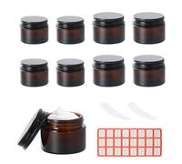 8 Pcs Pots Verre Ambre, Pots de Crème Vides Rechargeables, Contenant Cosmetique Vide avec Couvercle et Cuillères, Pot de Voyage pour Crèmes Lotions Huiles Essentielles et Protection UV (20mlx4+30mlx4)