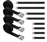 8 PCS Sangles d'arrimage, Sangle a Cliquet, Petite Sangle, 2M/1M/0.5M x 20mm, Sangle Moto, Sangle Valise de Serrage avec Boucle de Serrage, pour Porte Vélo, Moto, Bagage (Noir)