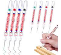 8 Pcs Trusquin, Marqueur Trou Profond, Crayon Chantier, Marqueurs Charpentier, Marqueurs Imperméables Pointe Longue de 20 mm, Marqueur Precision Chantier pour Bois, Métal, Plastique et Carton