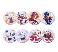8 Pcs Under Tale Badge Pins, Sans Papyrus Frisk Flowey Figurine Broche, Jeu Figure Métal Badge, Sans Cosplay Accessoires Sac Decor