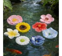 8 PCS Watering Station -Resin Waterproof Flower Design Floating Bee Watering Set -Floating Bee Island for Garden Patio Balcony Pond Park Pet Wild Bird Butterfly Hummingbird
