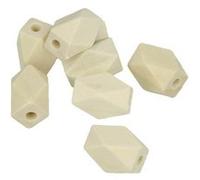 8 perles en bois polygonales 16 x 11 mm Beige G