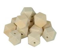 8 perles en bois polygonales 20 x 27 mm Beige G