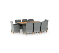 Vidaxl Mobilier À Dîner 9 Pcs Avec Coussins Résine Tressée Gris Clair Gris