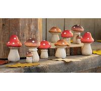 8 petits champignons mouches en terre cuite, 5 - 7 cm de haut, décoration d'automne, champignons décoratifs, set de figurines décoratives