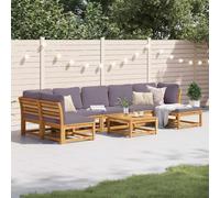8-Piece Acacia Wood Garden Furniture Set with Cushions, Outdoor Patio Lounge Sofa Set, Modular Design for Terrace Backyard Balcony, Water-Resistant Slatted Seating, Comfortable Padded Cushions