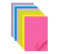 8 Piece Lined Notepad Self Adhesive Memo Pads 10x15cm Fluorescent Colors | 8 Piece Self Adhesive Memo Pad Set Features Lined Pages In 8 Fluorescent Colors For Student Notes Journaling Messages