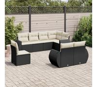 8-Piece Outdoor Patio Furniture Set Black Wicker Resin with Cushions, Garden Lounge Sofa Set for Backyard Terrace Balcony, Durable All-Weather Rattan Sectional Seating Removable Washable Covers