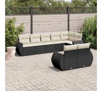 8-Piece Outdoor Patio Furniture Set with Cushions, Black Wicker Resin Rattan Garden Sofa Set for Backyard, Terrace, Balcony, Modular Design, Weather-Resistant, Easy to Clean, 8 9 Back Cushions