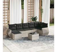 8-Piece Outdoor Patio Furniture Set with Light Gray Cushions, Wicker Resin Garden Sofa Set for Backyard, Terrace, Includes Coffee Table, Lounge Chairs, Modular Design, Weather-Resistant & Durable