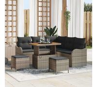 8-Piece Outdoor Patio Sofa Set with Cushions, Modern Garden Furniture for Balcony Terrace, All-Weather Wicker Rattan and Steel Frame, Grey Comfort Seating