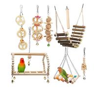 8-Piece Parrot Toys Set - Climbing Chew Play for Small Birds,Wooden Perch Chew Toy Set for Budgies, Lovebirds, Cockatiels, and Small to Medium Parrots, Play Enrichment, Training, Climbing Fun