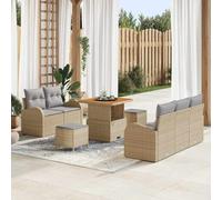8-Piece Patio Furniture Set, Outdoor Sofa Sectional with Cushions, Modern Poly Rattan Garden Conversation Set for Terrace, Beige and Light Grey, Waterproof and Comfortable Lounge Seating Group