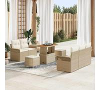 8-Piece Patio Furniture Set with Cushions, Outdoor Garden Sofa Set with Coffee Table and Stools, Waterproof Storage, Modern Beige and Cream Rattan Sectional for Terrace, Backyard, Poolside