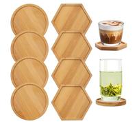 8 Pièce Ronde sous Verres Rond en Bambou, Dessous de Verre en Bois de Bambou Naturel, Réutilisable Bougeoir Bois, Sottobicchieri in Legno per Bevande, pour Les Tasses à Café, Plantes, Bougies