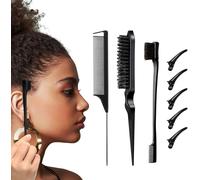 8 Piece Tease Brush Set,Professional Hair Clips,Tease Brush,Double Edge Comb,Hairdresser Hair Clip,Tail Comb,Rat Tail Comb,for Home,Hairdressers