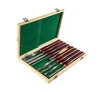 8 pièces + 1 jeu de ciseaux tour HSS gratuit for le tournage du bois racine couteau à découper 6.89 "lame 16.14" ciseau avec boîte outils Bricolage pour débutants(Rot)