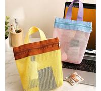 8 pièces/1 pièce Sac de rangement en maille portable, sac de maquillage blocs de couleurs, sac de rangement à main dopamine, sac de toilette d'extérieur, convient pour la plage, la salle de sport, la 