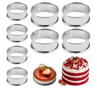 8 Pièces 10 cm Cercle Patisserie et 8 cm Cercle Tartelette, Emporte Piece Rond en Acier Inoxydable, Antiadhésif Démoulage Facile Cercles à Patisserie, Doublement Roulé Cerclage pour Muffins Mousse