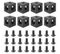 8 PièCes 3 Cubes D'angle, Connecteurs en Alliage D'aluminium, 20x20x20mm Noir, avec 24 Pièces Broches Filetées M5, Adaptés à Tous Les Profilés Extrudés à Rainure en v de La Série 2020 (noir)