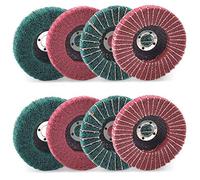 8 PièCes 4 Pouces Disques à Lamelles en Fibre de Nylon Rouge et Vert Ensemble de Roues de Polissage de PonçAge Assorties pour Meuleuse D'