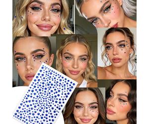 8 pièces/5 pièces/3 pièces/2 pièces/1 pièce Ensemble multi-tailles, Strass pour le visage brillants de 3/4/5/6 mm, DIY Festival de musique, Rave, Fête Y2K, Maquillage, Décoration d'ongles Z-AK-F06-1 p