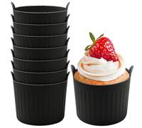 8 Pièces 6.5 cm Moule Silicone Air Fryer, Réutilisable Moule Gateau Air Fryer, Antiadhésif Moule Muffin Air Fryer, Ramequin Silicone Air Fryer, Moule Cupcake Silicone pour Crêpes, Gâteaux, œufs