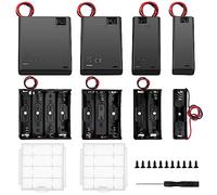 8 Pièces AA Support de Batterie Kits, KUOQIY 1/2/3/4 x 1.5V AA Boîtier de batterie avec Couvercle et Interrupteur On/Off, avec Boîte à Piles en Plastique et Tournevis et Vis et Tournevis