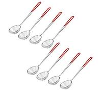 8 pièces Acier Inoxydable Spider Passoire Pot Écumoire avec Silicone Poignée Cuillère à Passoire, Écumoire à Mailles Fines avec Poignée Longue Petit Passoire en Acier pour Thé au Lait Perlé (Rouge)