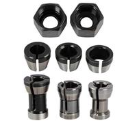 8 Pièces Adaptateur Pinces, Pinces de Serrage pour Défonceuse et Machine à Graver, Mandrins 6 mm, 6,35 mm, 8 mm, et 2 Écrous pour Fraiseuse, Défonceuse et Outils Électriques, Compatible Einhell, Katsu