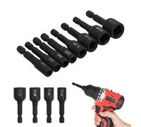 8 Pièces Adaptateurs de Taraudage M4-M16 1/4"", Adaptateur de Douille à Tige Hexagonale, Machine Robinet Carré Filetage Conducteur Adaptateur pour Perceuse Électrique, Acier Allié, 50mm