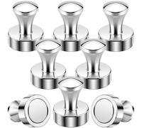 8 Pièces Aimant Neodyme Petit Aimants Puissant Forts Punaise en Acier Inoxydable,Pour Tableaux Magnétiques,Tableau Blanc,Réfrigérateur,Interactif,Surface Magnétiques,Bricolage,Ø 12x16mm