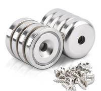 8 Pièces Aimant Puissant Neodyme 30 kg Force 25 x 7 mm avec Trou et Capsule, Aimant en Pot Fraisé avec Vis, Aimant Neodyme pour Réfrigérateur, Tableaux Blancs, Bureau,Cuisine