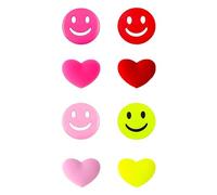 8 pièces Amortisseurs antivibration,pour Raquette Tennis Badminton,Silicone Souple Formes cœur animé Smiley,Accessoires Unisex Multicolores,Taille Unique