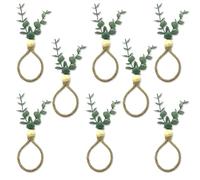 8 Pièces Anneaux de Serviettes Eucalyptus, Style Campagne Porte-Serviettes Bois Feuilles, Anneaux pour Décoration de Table Mariage Pâtes Fête