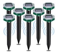 8 Pièces Anti Taupe Solaire Vibration et Ultrasons,Anti Taupe Ultrason Solaire avec IP65 Imperméable,Taupe Solaire Repulsif,Repousse Les Taupes et Autres Rongeurs pour Le Pelouses et Les Jardin