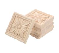 8 Pièces Applique Décorative en Bois Sculpté, Fleur Beige | Bois Massif Brut, Grain et Détails Sculptés, pour Chaises, Cadres et Atelier Créatif