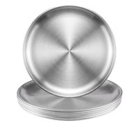 8 Pièces Assiettes a Pates Acier Inoxydable, 20cm Assiette Inox Camping | Vaisselle Inox Rondes Incassables et Légères, Assiettes de Camping, pour Camping, Pique-nique, Barbecue, Randonnée