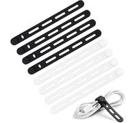 8 pièces Attache Câble Silicone, Cable Tie Réutilisable, 130 mm,Serre Cable Silicone, Utilisés pour Gérer Câbles Charge, Câbles D'ordinateur, Adaptés Voyages Domicile (Noir*4, Blanc*4)