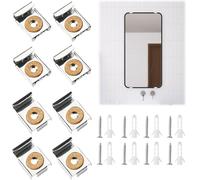 8 Pièces Attache Miroir avec Broches et Vis, Fixation Miroir Mural en Acier Inoxydable, Clips de Suspension à Miroir à Ressort, Support Miroir Mural sans Cadre, Fixation Miroir Lourd pour Accrocher