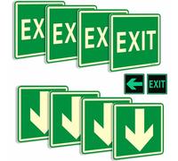 8 Pièces Autocollant Issue de Secours Uniquement, Panneau Sortie de Secours Lumineux, Cm 15x15 Flèche Autocollante, Adhésif Panneau de Sortie de Secours photoluminescent