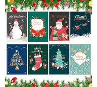 8 Pièces avec Enveloppe Carte Noel Carte de Voeux Cadeau de Nouvel An Postale Style Cartoon Mignon ( Dimensions 12,5 * 8,5 cm Après Pliage) pour Des Vœux de Noël Sincères et Une Gratitude Sincère