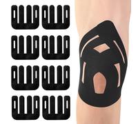8 Pièces Bande de Kinésiologie Prédécoupées pour Genou, Bande de Kinésiologie de Sport Imperméables, Tape de Kinesiologie Élastiques, Bandes de Physio Professionnelles Imperméables (Noir)